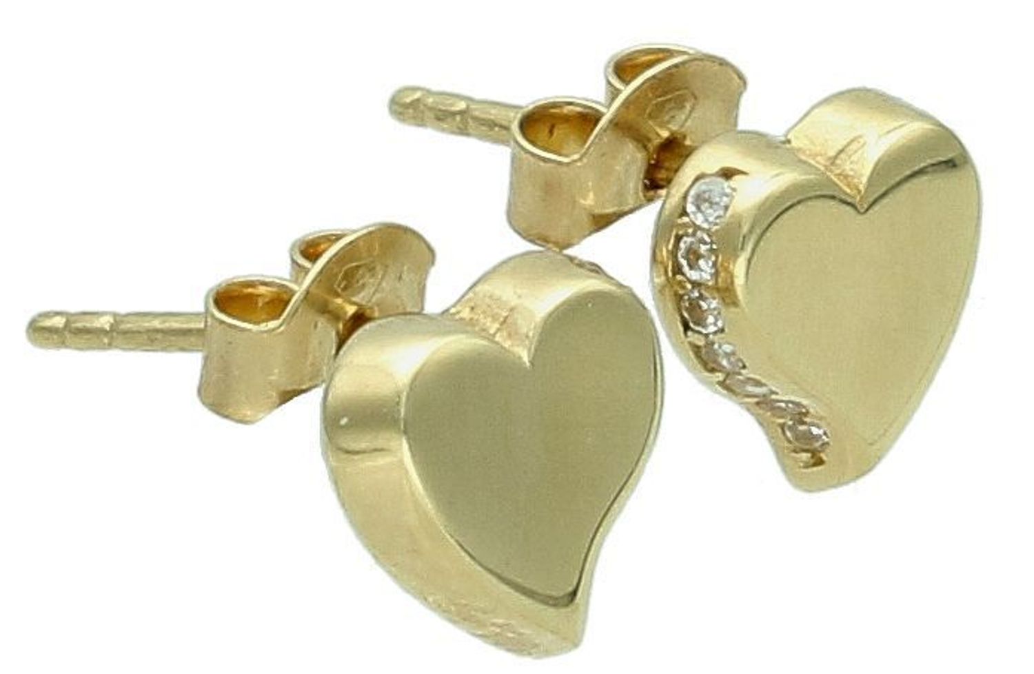 Złote kolczyki serduszka z  bocznymi cyrkoniami 585- KL 5639.jpg